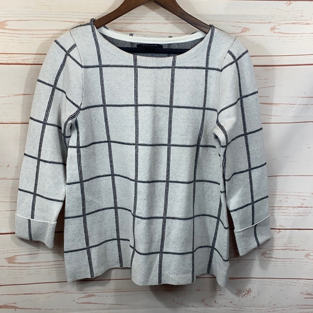 Tahari Striped Scoop Neck Sweater